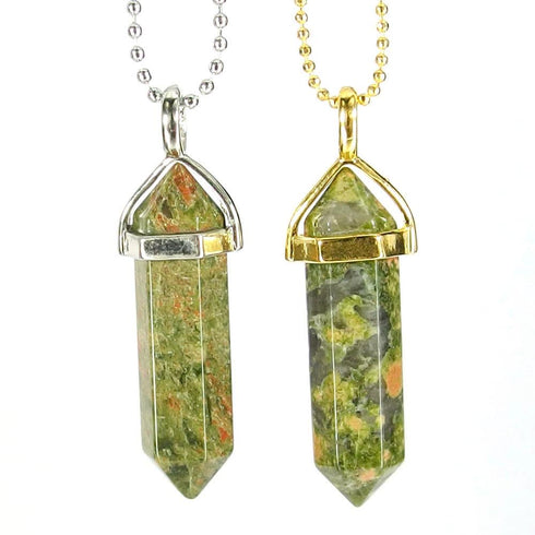 Unakite Jasper Gemstone Pendant Necklace